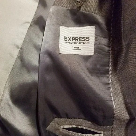Express Gray Suit (blazer&pants) Matching Photographer & Producer Wool Blend Set - Picture 11 of 12